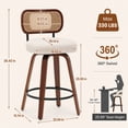 thumbnail image 3 of SESSLIFE Swivel Bar Stools Set of 2, 25.6" Counter Height Barstools with Upholstered Linen, Curved Backrest & Footrest, Mid-Century Modern Kitchen Stools for Kitchen Island, Beige, 3 of 8