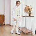 thumbnail image 5 of ZACPNCV Boy's Slim Fit Formal Suits 6 Piece Outfit for Ring Bearers Kids Dress Toddler Boy Tuxedo Homecoming Suits for Boys Beige 3-4 Years, 5 of 9