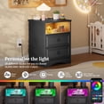 thumbnail image 6 of Holliwill Nightstand Set of 2 with Outlets & USB Ports & LED Lights, Modern Farmhouse Bedside Tables with 2 Drawer, Bed Side Tables End Table for Bedroom, Living Room, Black, 6 of 9