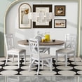 thumbnail image 2 of Eley 5pc Dining Set Round Table 4x Side Chairs - Brown+White, 2 of 36