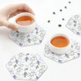 thumbnail image 7 of Pofeuu Lavender Flowers Print Leather Coasters Set of 6, Round Cups Mugs Mat Pad for Home Kitchen Heat Resistant Drink Coasters,Hexagon, 7 of 7