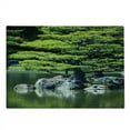 thumbnail image 2 of Japanese Cutting Board, Pine Tree in Lake with Stones Japanese Organic Nature Scenery with Garden Theme, Decorative Tempered Glass Cutting and Serving Board, Large Size, Green, by Ambesonne, 2 of 5