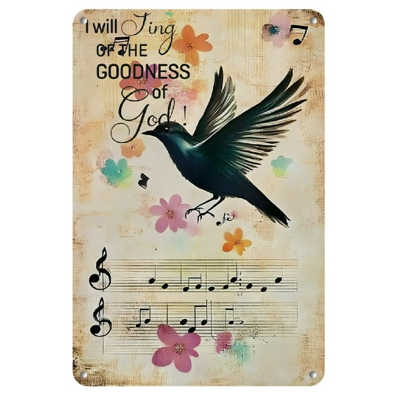 I Will Sing of the Goodness of God Metal Sign Yard Indoor Outdoor Farmhouse Lawn Porch Decor Sign, Bible Verse Decor, Christian Home Decor Gifts for Women Coworker Friend Family