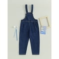 thumbnail image 4 of Wassery Toddler Girls Denim Overall Pants Sleeveless Suspender Pants Solid Color Jumpsuit Bib Long Jeans with Pockets Infant Fall Casual Clothes, 4 of 9