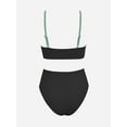 thumbnail image 5 of Cupshe Women's Black & Eucalyptus Wrapped Bikini Top & High-Waisted Bottoms Set, Size XS-XL, 5 of 7
