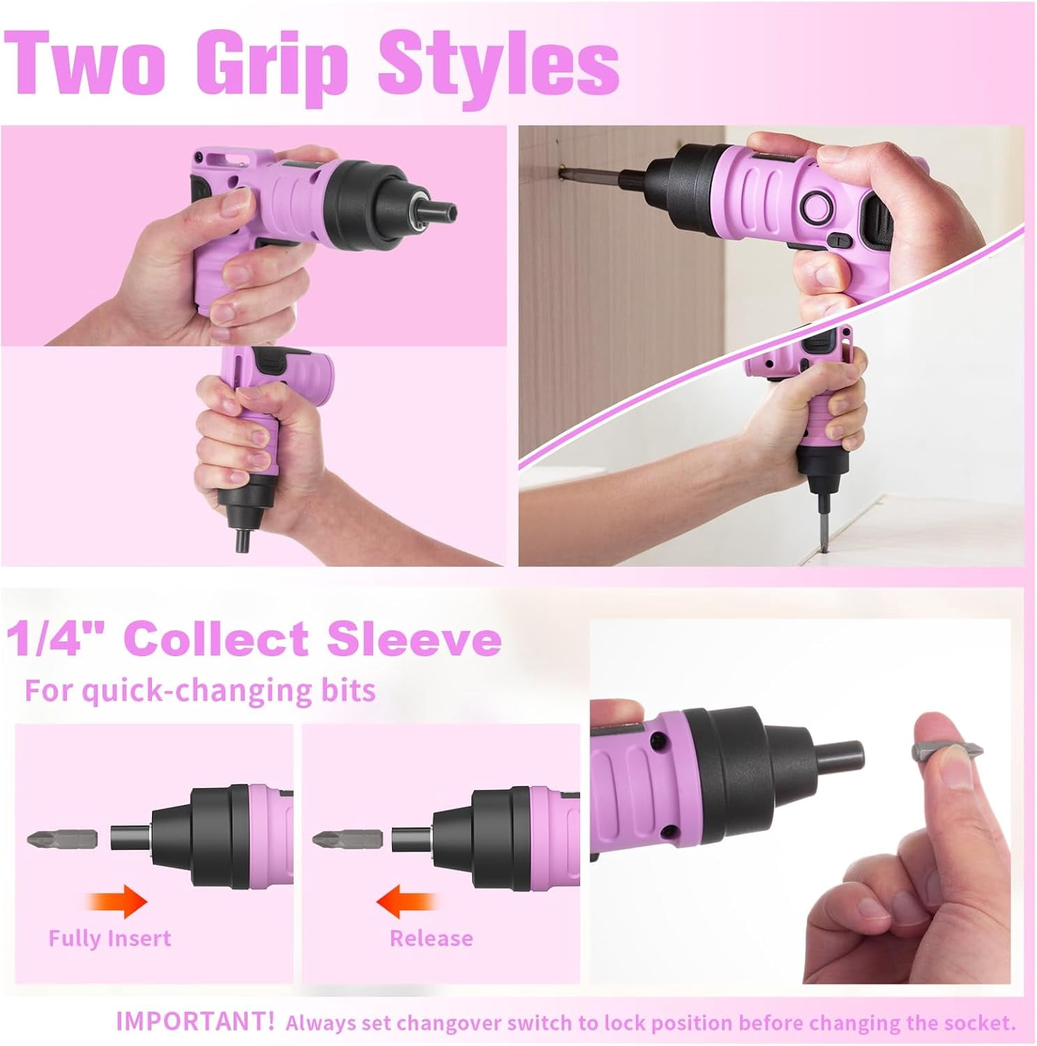 40pcs Pink Cordless Electric Drill, 3.6V Cordless Power Screwdriver Kit for Home DIY, Repairs, and Assemblies