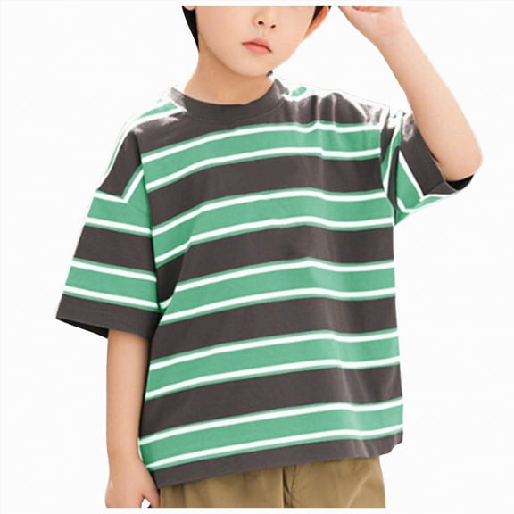 Kogui Toddler Shirts Boys Short Sleeve Crewneck T-Shirts Kids Casual Color Block Basic Tees Tops 1T 2T (Green,1-2 Years)