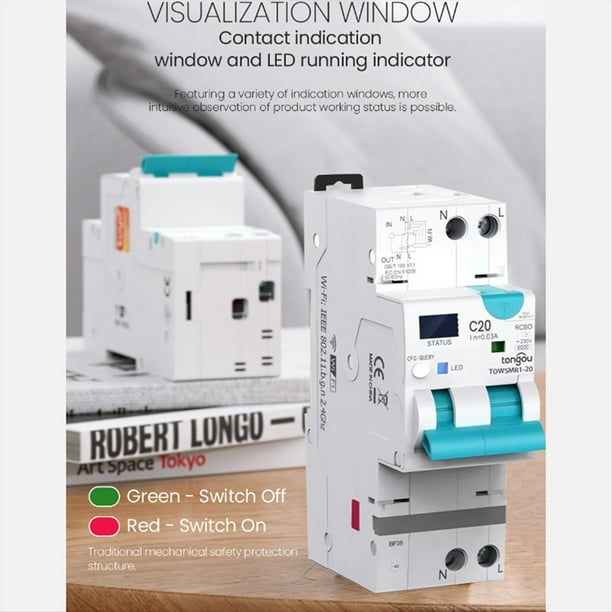 Disyuntor Inteligente WiFi Tuya, Disyuntor de Corriente Residual con ProteccióN Sobrecorriente y Fugas, 20 A-40 A