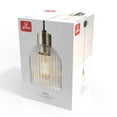 thumbnail image 4 of 1-Light Matte Black Pendant Light with Ribbed Glass Shade and Matte Brass Accent, 4 of 8