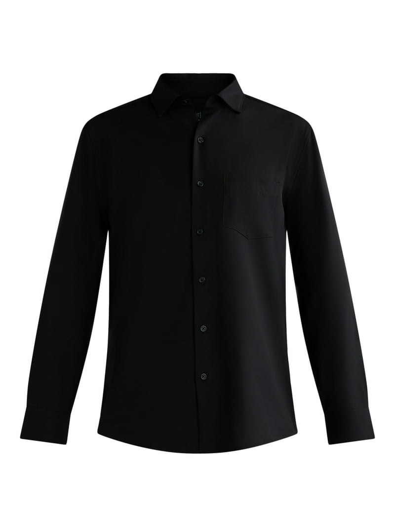 walmart george dress shirts George Men's Classic Dress Shirt with Long Sleeves, Sizes S-3xl, Size: Large, Blue