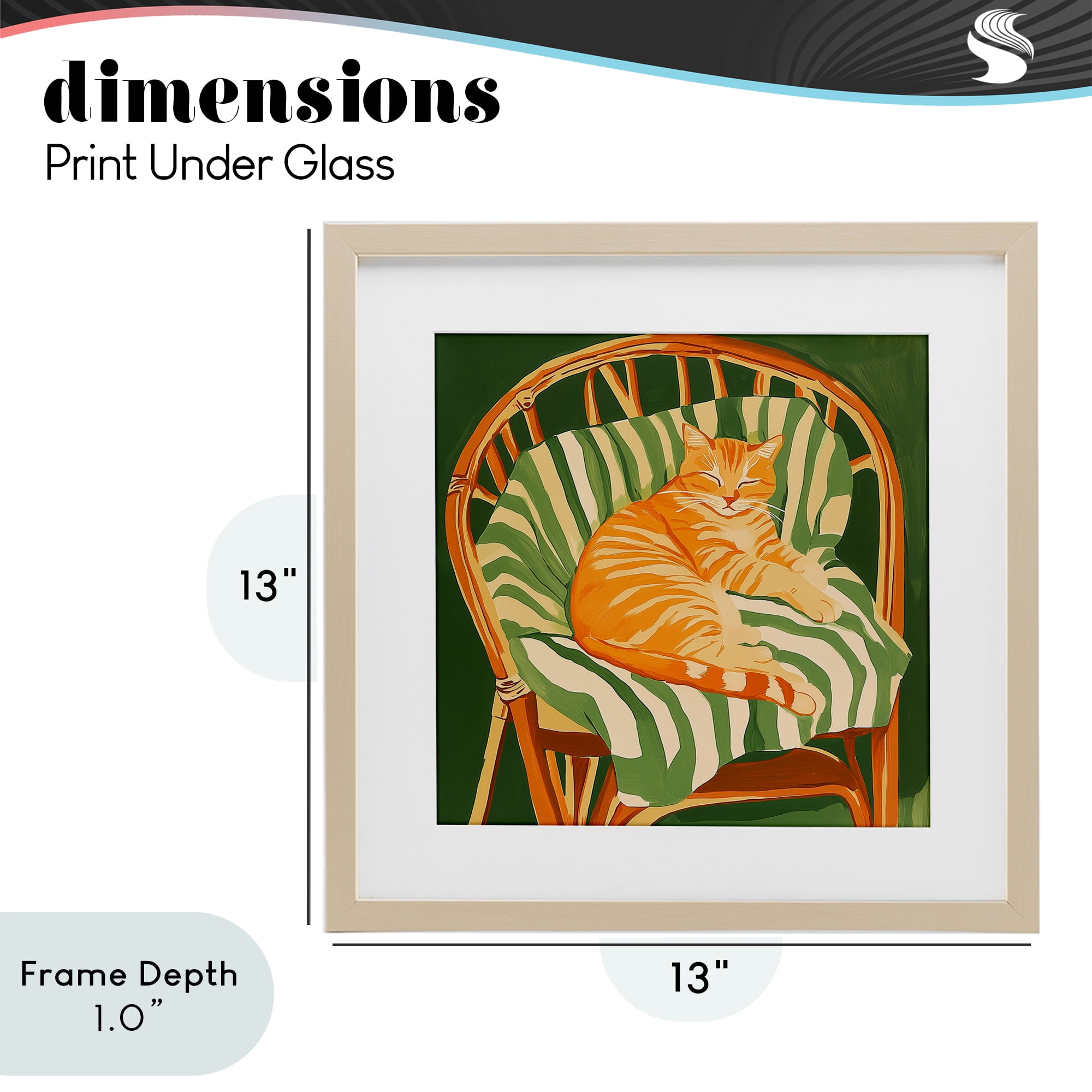 Stupell Industries Cat In Rattan Chair Birch Framed Print Under Glass, design by Walker Noble