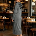 thumbnail image 4 of Women Hooded Zipper Robe Plus Size Zipper Front Housecoat with Pockets Zip Up Loungewear Long Bathrobe Gray XL(XL), 4 of 8
