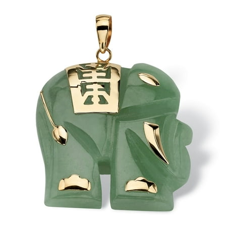077 Kovacs Pendant - Green Jade 14k Yellow Gold Good Fortune Elephant Pendant