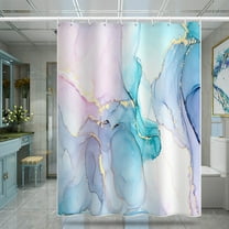 Shower Curtain 71"x71" Waterproof Polyester Fabric Printed Marbling Bathroom Curtain with Hooks Machine Washable