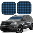 thumbnail image 2 of Daiia Blue Black Plaid 2PCS Car Windshield Sun Shade, Foldable Sun Shield for Car Front Window, Auto Sun Blocker Visor Protector Universal for Truck SUV Pickup-Small, 2 of 7