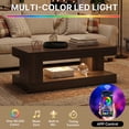 thumbnail image 5 of Hawsaiy Farmhouse Coffee Table with Storage Shelf & LED Light, 47" Rectangular Wood Coffee Table, 2-Tier Rustic Center Table for Living Room, Apartment, Office, Dark Walnut, 5 of 11
