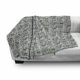 thumbnail image 2 of Rose Soft Flannel Fleece Throw Blanket, Engraved Style Floral Blooms Pattern of Birds Romantic Vintage Print, Cozy Plush for Indoor and Outdoor Use, 60" x 80", Blue Grey and Multicolor, by Ambesonne, 2 of 5
