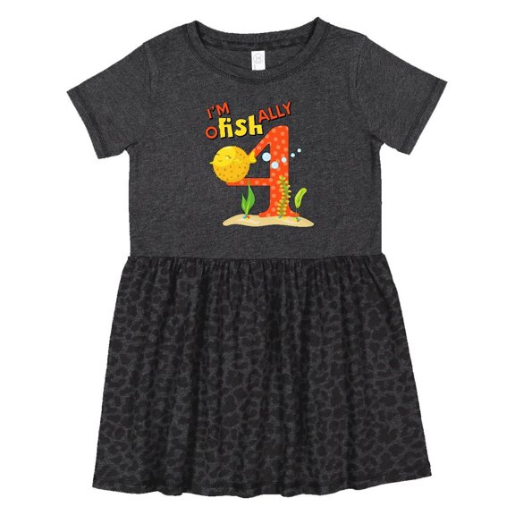 Inktastic I'm O-fish-ally Four Cute Puffer Fish Fourth Birthday Girls Toddler Dress