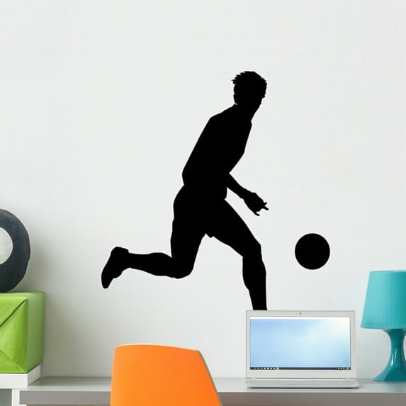 Soccer Silhouette Wall Decal by Wallmonkeys Peel and Stick Graphic (24 in H x 21 in W) WM23343