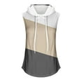 thumbnail image 3 of Lovskoo 2024 Women's Summer Sleeveless Hooded Tank Top Drawstring Color Block Breathable T-Shirt for Athletic Exercise Khaki 2XL, 3 of 4