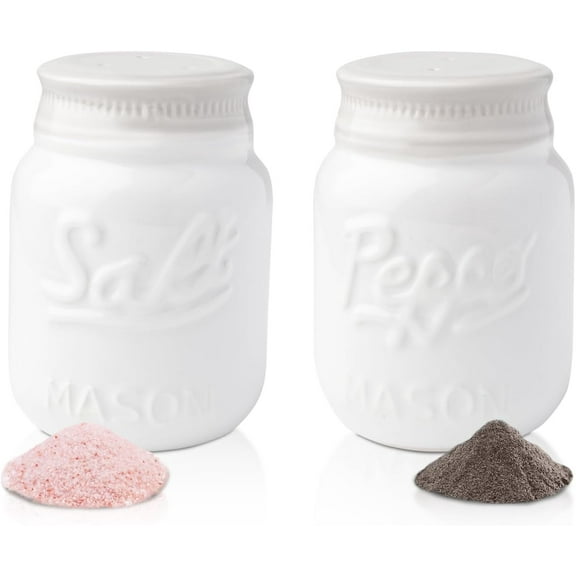 Comfify Mason Jar Salt & Pepper Shakers – Aqua White Ceramic – Rustic Shabby Chic Kitchen Decor