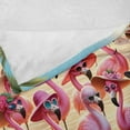 thumbnail image 4 of Ambesonne Flamingo Fleece Throw Blanket Tropical Birds Funny Beach 50"x70" Pink Beige and Pale Sky Blue, 4 of 5