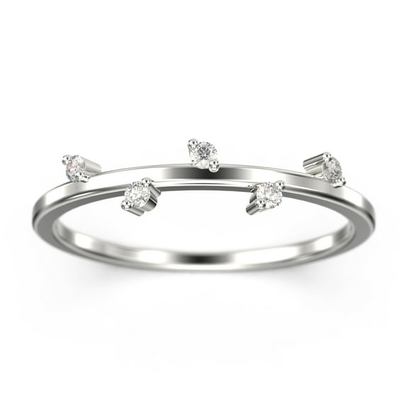 0.10ct Round 5 Stone Diamond Moissanite 10k White Gold Matching Band