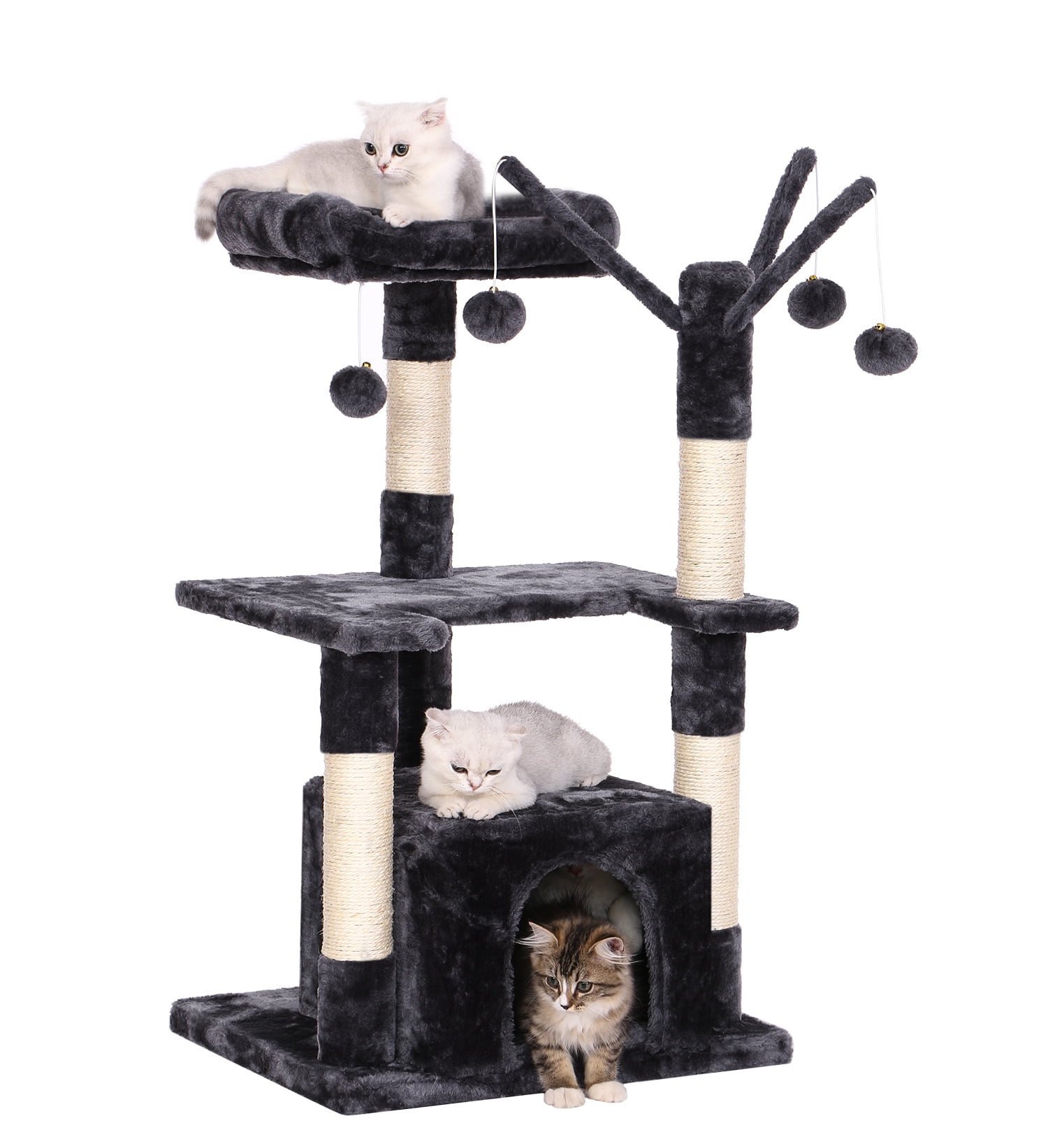 JINKAKA Cat Tree Scratching Post Activity Centre Pet Toy Scratcher BeigewithPaw