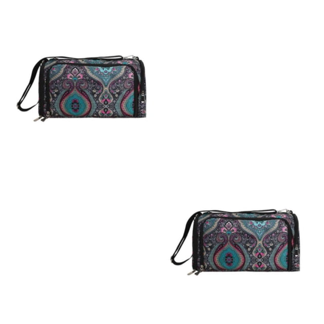 Inteprter Bolsa de almacenamiento de hilo Hombro Bolsa de gran capacidad Bolsas de tejer Multi-rejillas Bolsa de tela Oxford para hilo Lana Azul 2piezas