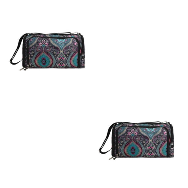 Inteprter Bolsa de almacenamiento de hilo Hombro Bolsa de gran capacidad Bolsas de tejer Multi-rejillas Bolsa de tela Oxford para hilo Lana Azul 2piezas
