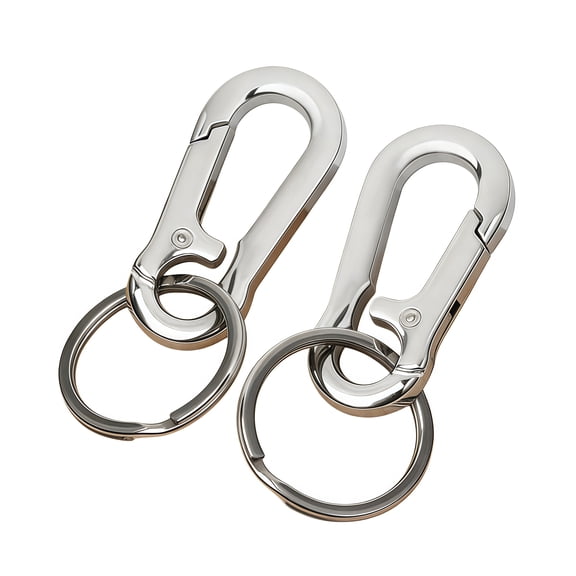 GIXUSIL Metal Carabiner Clip Keyring Keychain Chain Holder Organizer for Car Keys Finder(2Pcs Key Chain Clip Hook)Silver