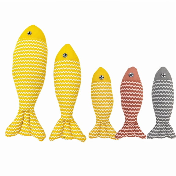 5 PCS Super Durable Fish Catnip Plush Toys for Cats Ideal Dental Chewing Relief