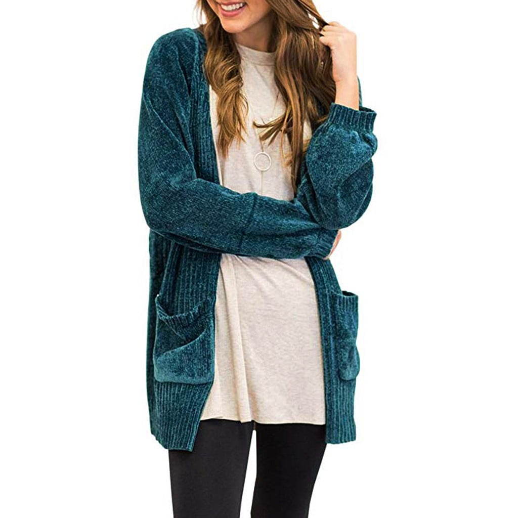 long chenille cardigan