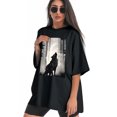 thumbnail image 3 of Plus Size Shirt for Women Black Tops for Women Oversized Short Sleeves Shirt for Women Wolf3 T Shirt Crewneck Shirt for Women 3XL, 3 of 5