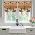 thumbnail image 4 of Western Texas Star Vintage Balloon Curtains for Living Room/French Door, Farmhouse Brown Wood Grain Tie Up Curtains 63 Inch Length Energy Saving Kitchen Curtains Shades for Windows 42"x63", 4 of 8