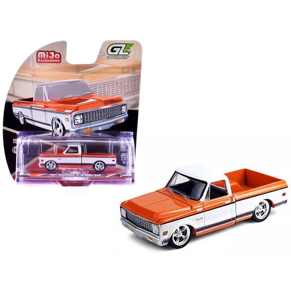 1972 Chevrolet C-10 Short Bed Pickup Truck Orange and White "Mijo Exclusives" Series 1/64 Diecast Model Car by Greenlight.