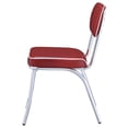 thumbnail image 5 of Red Chrome Upholstered Side Chairs (Set of 2) - Modern Dining Room Furniture with Plush Padded Faux Leather Seats, Vintage Inspired Elegant Design, 32.5" H, 5 of 12
