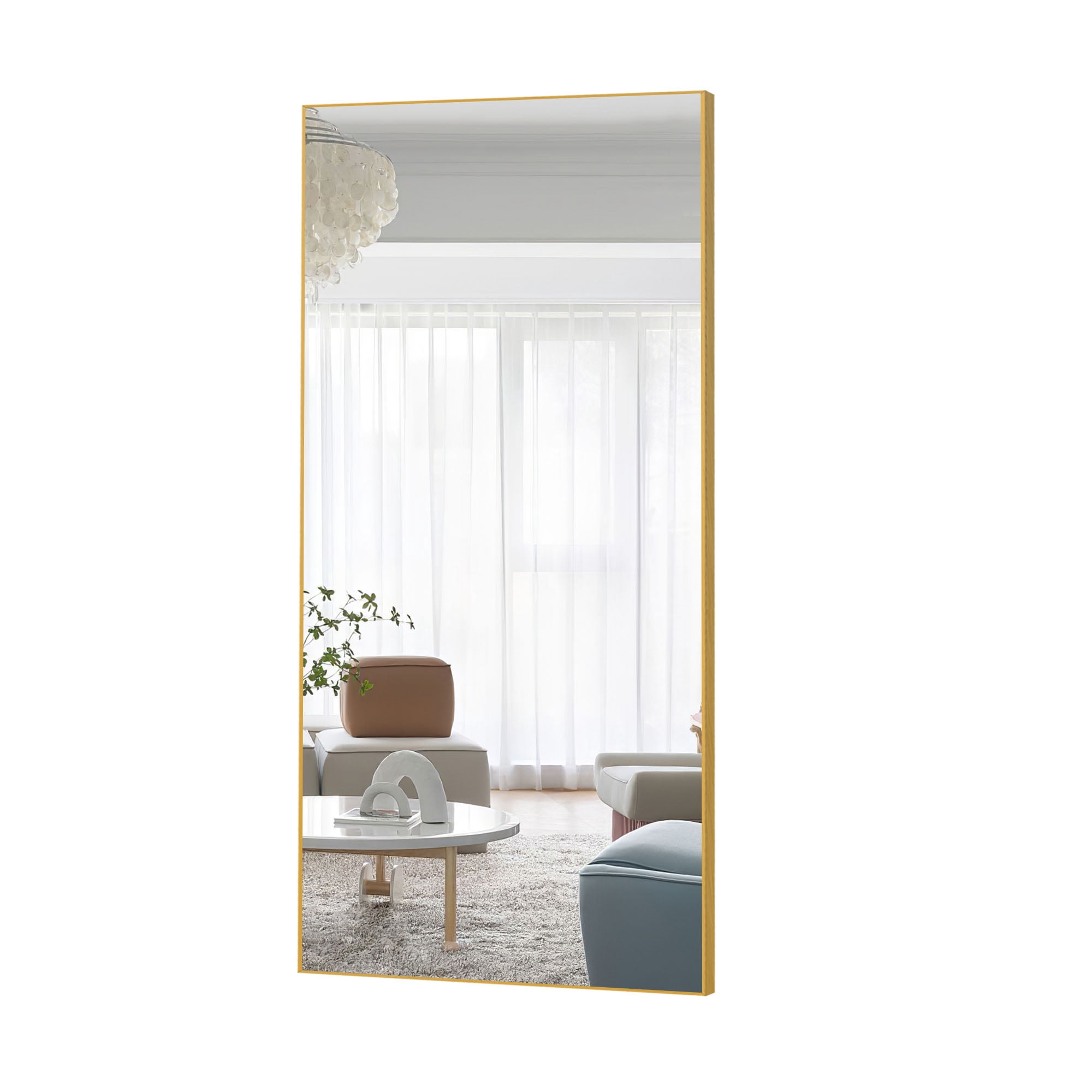 21 in x 47 in Gold Modern Full Length Mirror
