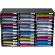 AdirOffice 30-Slot Classroom Paper Literature Organizer File Sorter, Black