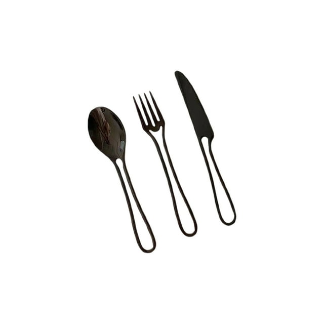 Techinal Spoon Fork Knife Stainless Steel Cutlery Reusable Flatware Set Polished with Round Edge Kitchen Utensil Tableware Set