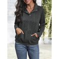 thumbnail image 4 of Sudadera de Larga para Mujer, Color Liso, con Solapa Holgada, Informal, de Moda, para y Otoño Gris Oscuro XL, 4 of 10