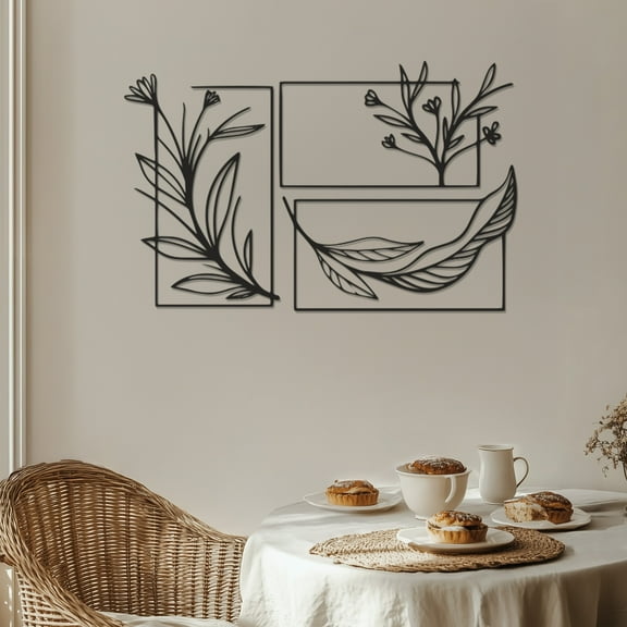 Violaura Floral Metal Wall Art - Easy to Install Hanging Perfect for Home, Living Room Decor (7.6" x 12.0")