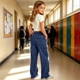 thumbnail image 4 of EnJoCho Girls Cargo Jogger Sweatpants Elastic High Waist Wide Leg Soft Cotton Loose Stretch Multi Pocket Trousers For Kids Outdoor Sports School Active Casual Wear, 4 of 9