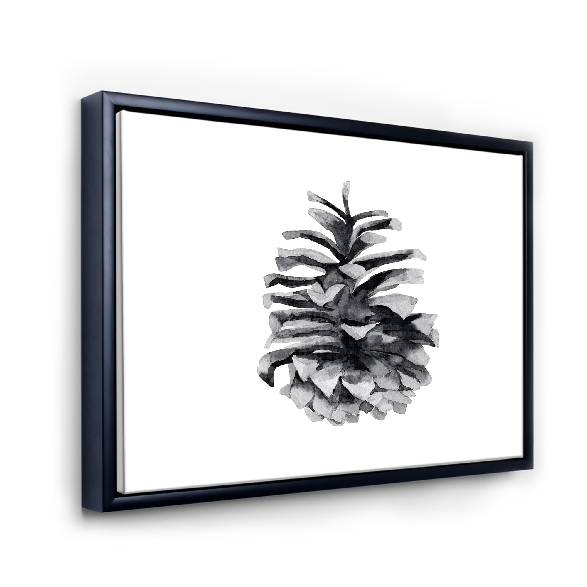 Designart 'Conifer Cone Black and White' Traditional Framed Canvas Wall Art Print