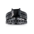 thumbnail image 2 of RXIRUCGD Rings 2-in-1 Womens Vintage Diamond Silver Engagement Wedding Band Ring Set, 2 of 4
