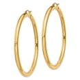 thumbnail image 2 of Real 14kt Yellow Gold Polished 4mm Lightweight Tube Hoop Earrings; for Adults and Teens; for Women and Men, 2 of 4