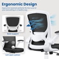thumbnail image 4 of COOLHUT Office Chair, Ergonomic Office Chair, Comfort Home Office Task Chair, Lumbar Support Computer Chair with Flip-up Arms and Adjustable Height, 350LBS, White, 4 of 11