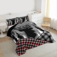 thumbnail image 3 of Feelyou Rustic Wildlife Deer Queen Comforter Set, Red Grey Checkered Buffalo Bedding Sets, Vintage Western Farmhouse Reversible Bedding Comforter Set, Luxury Bedroom Decor, 3-Piece, 3 of 8