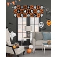thumbnail image 3 of Halloween Valances for Windows Funny Pumpkin Bat Ghosts Window Curtain Rod Pocket Orange Buffalo Check Holiday Window Treatment Decor Valances for Kitchen Living Room Bedroom 54x18in, 3 of 7