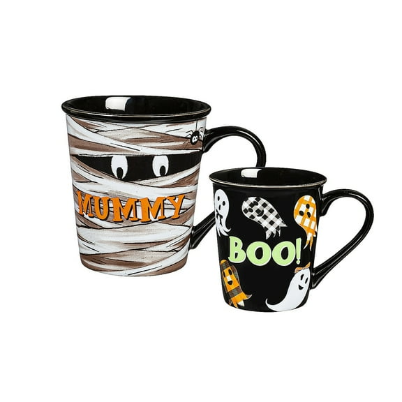 Mommy and Me Ceramic Cup Gift Set, 16 OZ and 8 OZ, Mummy/Boo